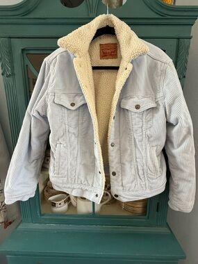 Levi's Pale Blue Corduroy Sherpa-Lined Trucker Jacket